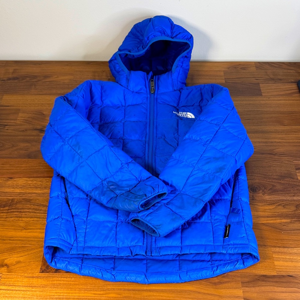The North Face Kids Thermoball Blue Hooded Puffer Jacket
